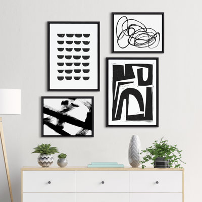 903 Black and White by Statement Goods Framed Canvas Wall Art Set