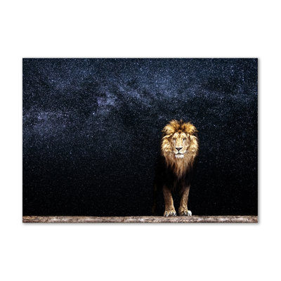 A Lion On The Background Of Stars - Wrapped Canvas Print
