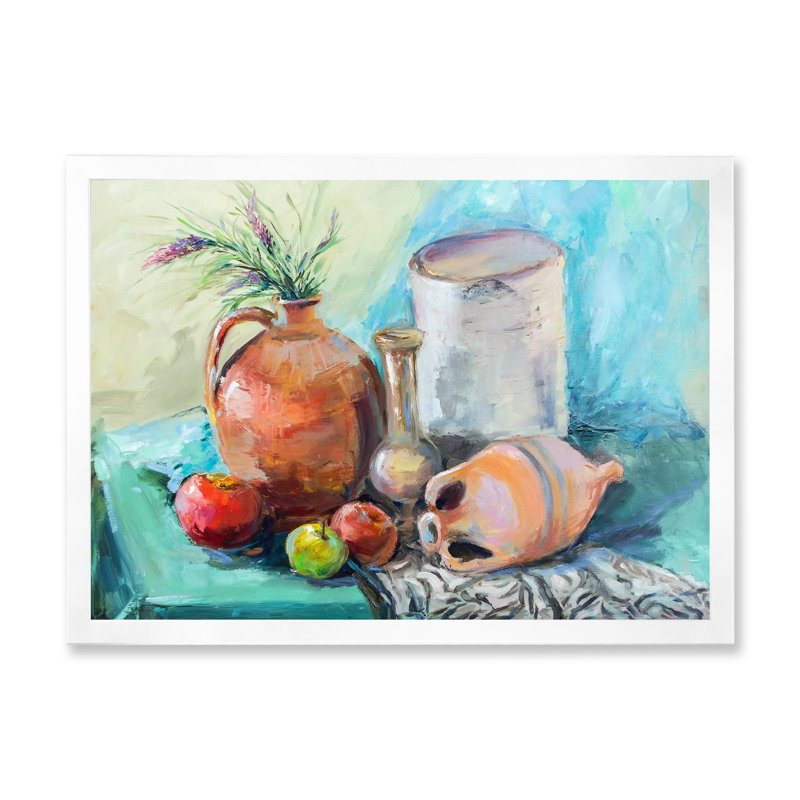 Fleurs et fruits Impressionnisme 8, H 44 po x l 34 po x P 1,5 po, Cadre photo blanc