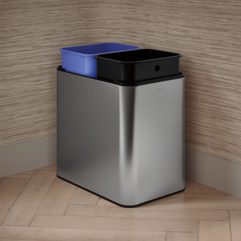 22-Liter Dual-Compartment Open-Top Trash Can,  Stainless