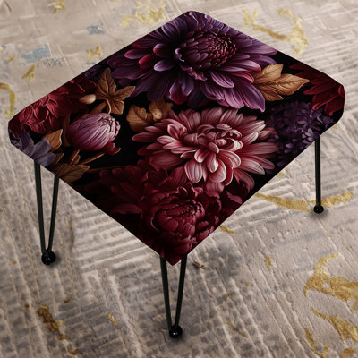 Royal Purple Peony Garden Grace - Damask Rectangle Ottoman