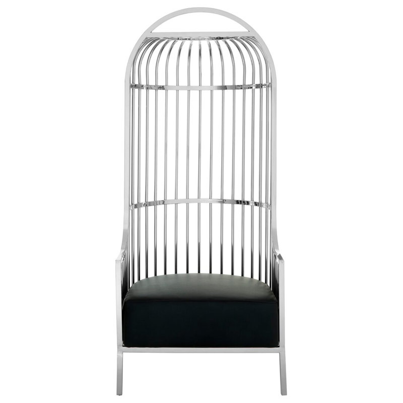 Leather Club Chair, Grey Genuine Leather/Silver, Silver