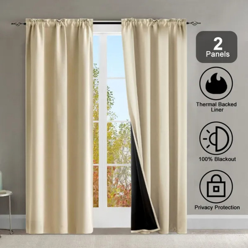 Rideaux occultant et isolants en polyester avec passe-tringle et doublure enduite (ensemble de 2), l 52 po x L 84 po