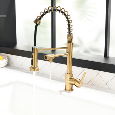 Robinet rétractable d'évier de cuisine à filtre à eau, buse de purificateur, or noir et nickel, caractère d'alimentation séparé pour le robinet, résistance indépendante du robinet d'eau froide au ternissement