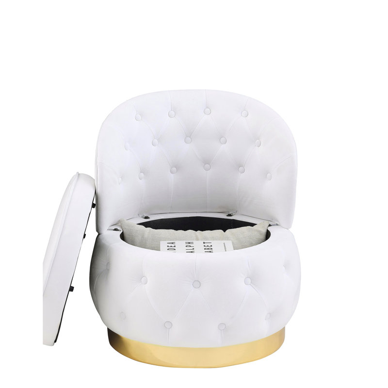 Chaise de rangement pivotante à 360 degrés, Blanc
