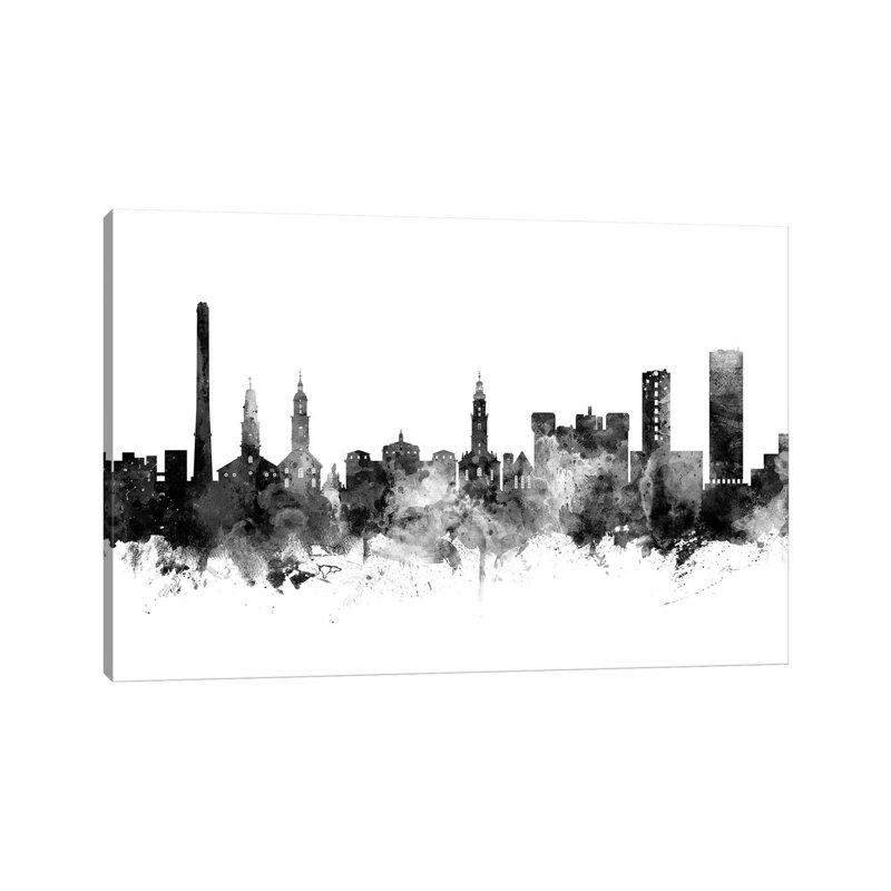 Erlangen, Germany Skyline In Black And White by Michael Tompsett - Wrapped Canvas Gallery-Wrapped Canvas Giclée