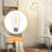 Arched Floor Lamp With Glass Shade, Remote Control And Bulb Included