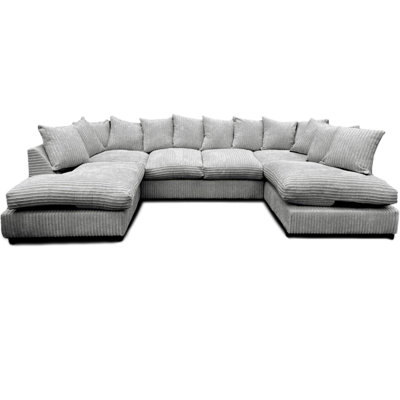 U-Shape Jambo Cord Scatter Back Sectional Sofa