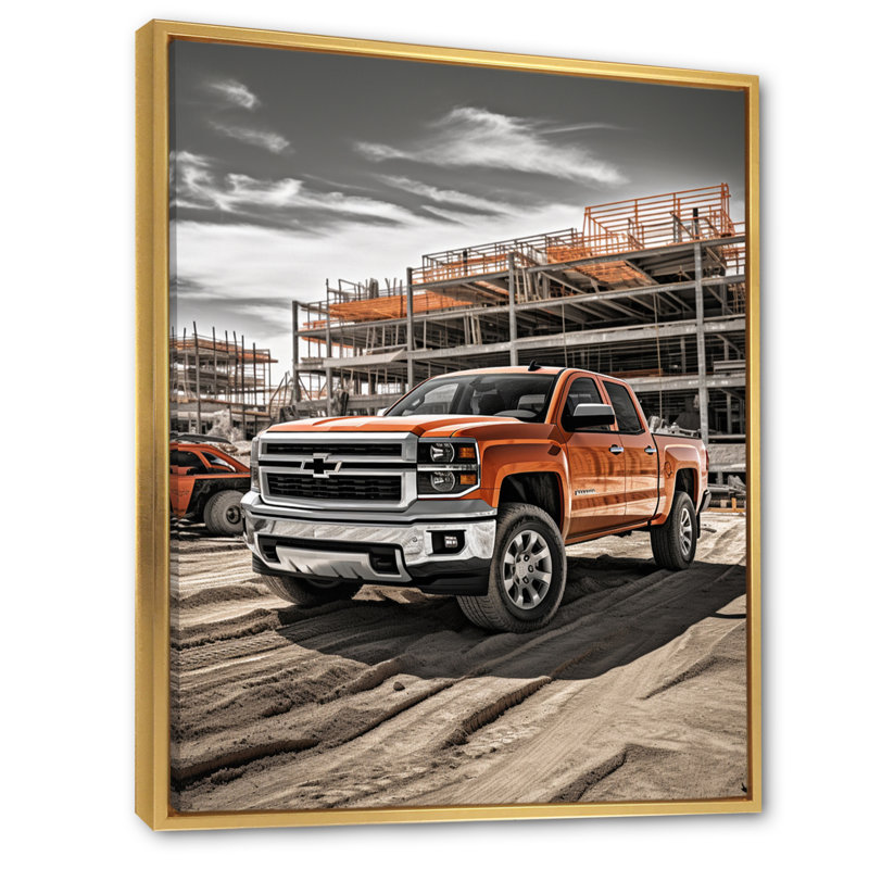 «Tybrook Pickup Truck Construction Chronicles II», reproduction, H 40 po x l 30 po x P 1,5 po, Cadre flottant doré