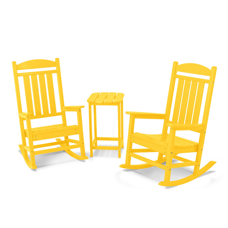 POLYWOOD Presidential Rocker 3-Piece Set, Lemon
