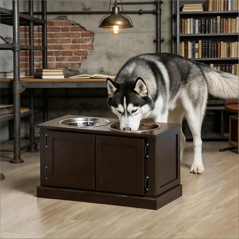 Bols pour chien surélevés et support pour animaux, Café