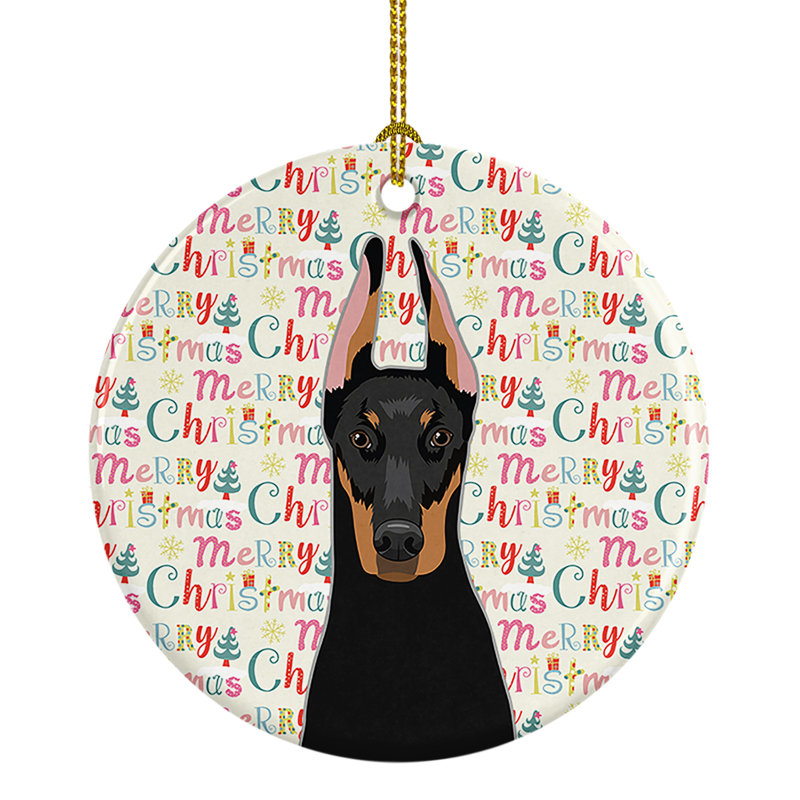 Ornement suspendu en céramique Doberman Pinscher