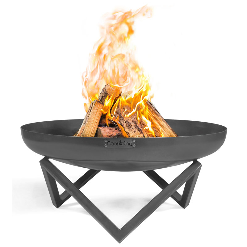 Round Steel Wood Burning Smokeless Fire Pit, 38cm H x 80cm W x 80cm D