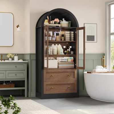 Armoire de salle de bain arquée en bois manufacturé