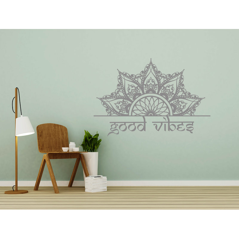 Adhésif décoratif demi-mandala, Argent, H 22 po x l 34 po