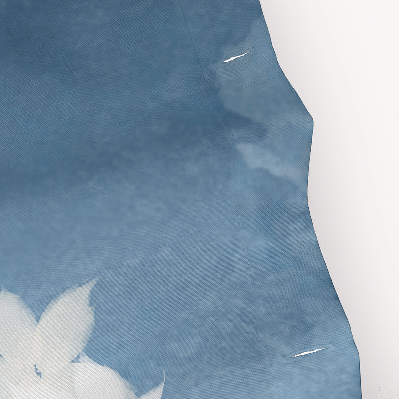 Rideau de douche simple à imprimé floral paperblancs, Bleu clair