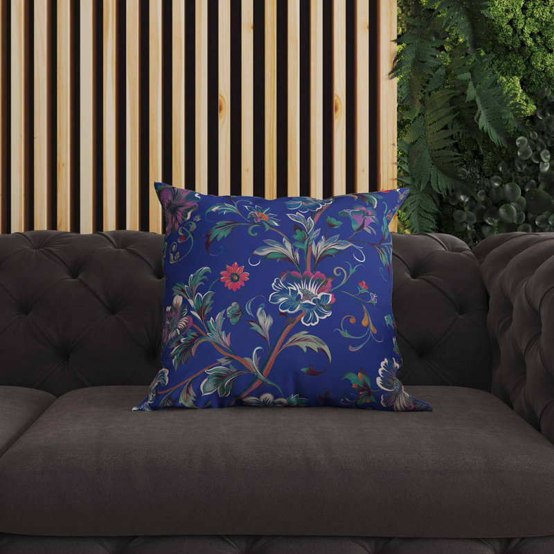 Coussin intérieur / extérieur Nature's Palette, Carré 18 po, Bleu / blanc / rouge