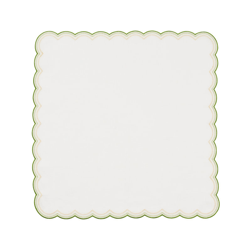 Lune Napkin, White/Green/Gold