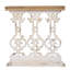 Console en bois brun de style rétro avec base complexe, dimension ornement 32 po x 12 po