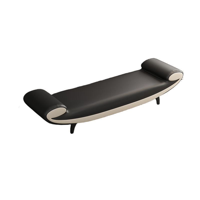 Banc rembourré en cuir Eftichia, Noir, H 19,68 po x l 78,74 po x P 17,71 po