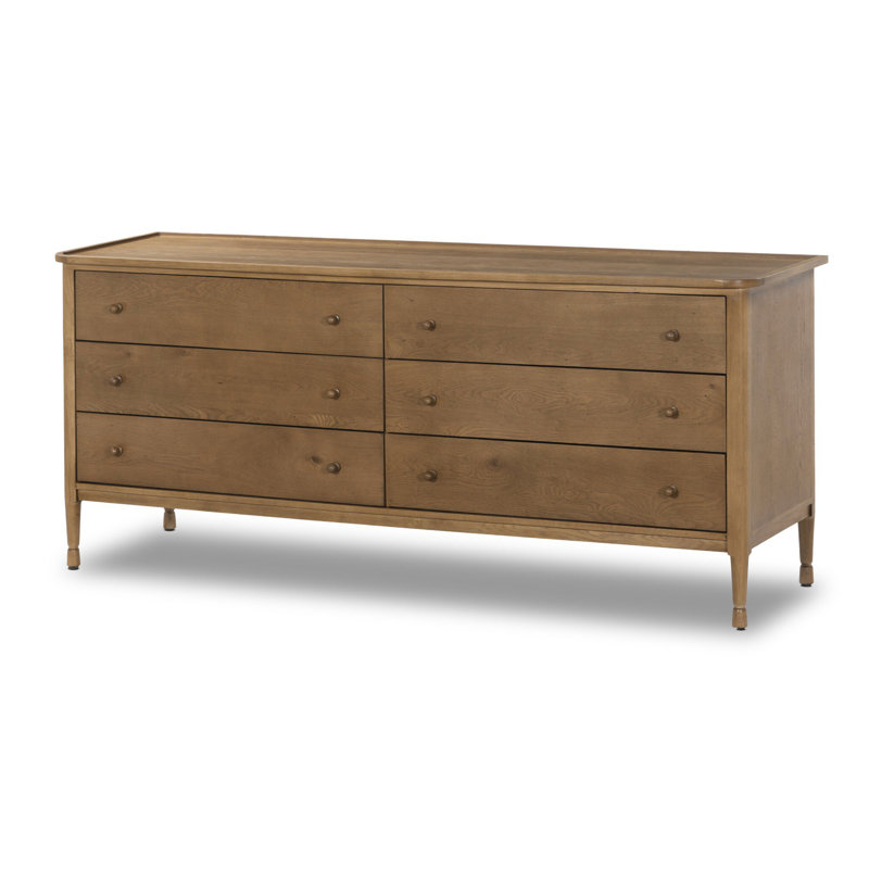 Franny 6 Drawer Dresser-Saddle Brown Veneer, Saddle Brown Veneer