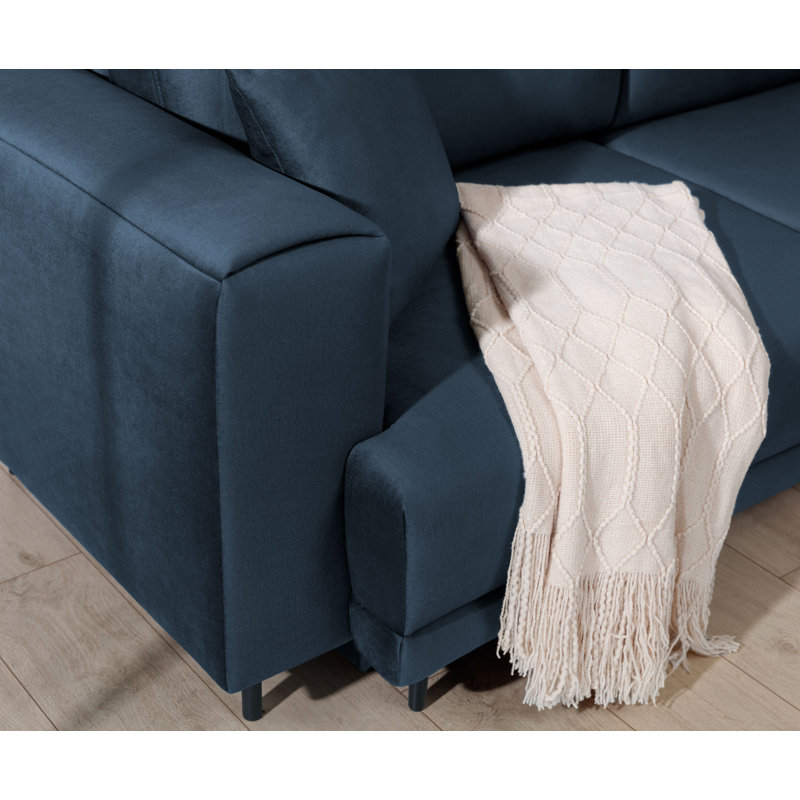 Aecca 4 Seater Sofa Bed, Left facing, Blue