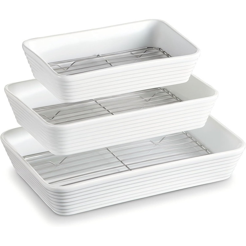 Plats de cuisson pour four, 9 x 13 grandes cocottes pour four avec grilles à rôtir