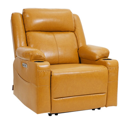  Wide Single Motor Recliner Chair, zero clearance recliner  Zero Clearance Recliner, Lazy Boy Recliner Chair for Small Spaces, Living Room, Bedroom, Saddle Brown