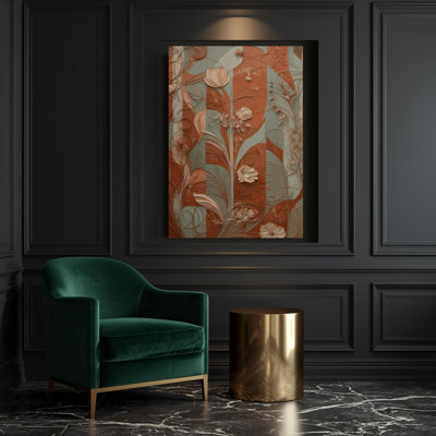 «Abstract Florals 13», art mural sur toile brune