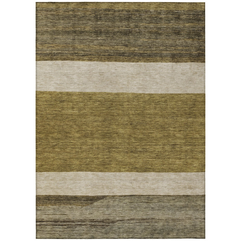 3' X 5' Coffee Ivory And Gray Abstract Washable Indoor Outdoor Area Rug