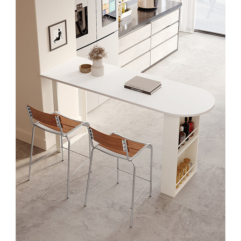 Table de bar moderne en granit de couleur crème, Blanc, H 41,34 po x L 55,12 po x l 19,69 po