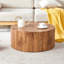 Table cylindrique polyvalente avec motif à motifs pour des utilisations multiples pour le café, la salle à manger et les espaces de travail.
