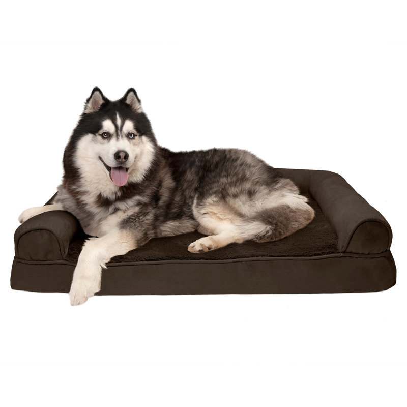 Plush & Suede Memory Foam Sofa Style Pet Bed, Espresso, Jumbo (40" W x 32" D x 8" H)