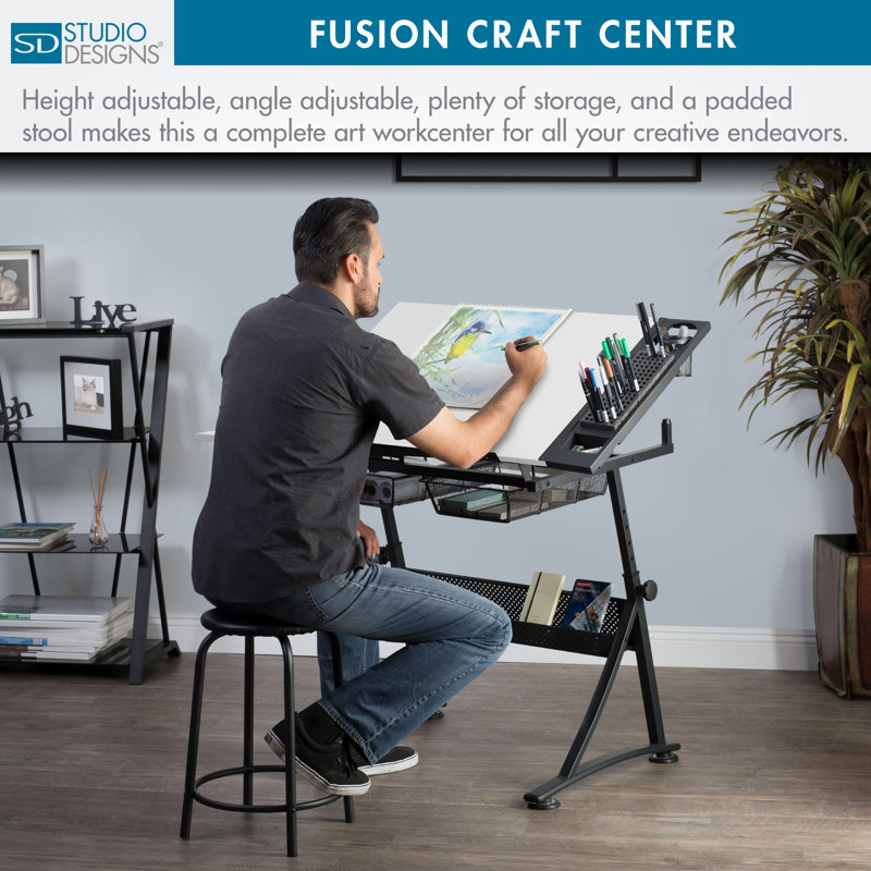 Crase Adjustable Metal Base Drafting Table