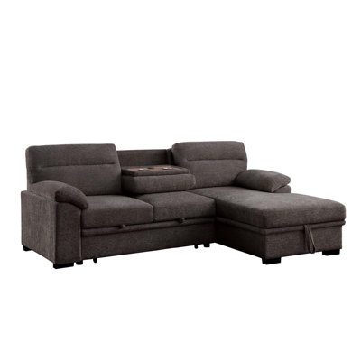 Sleeper Sectional Sofa with Right-Facing Storage and USB Charging Console