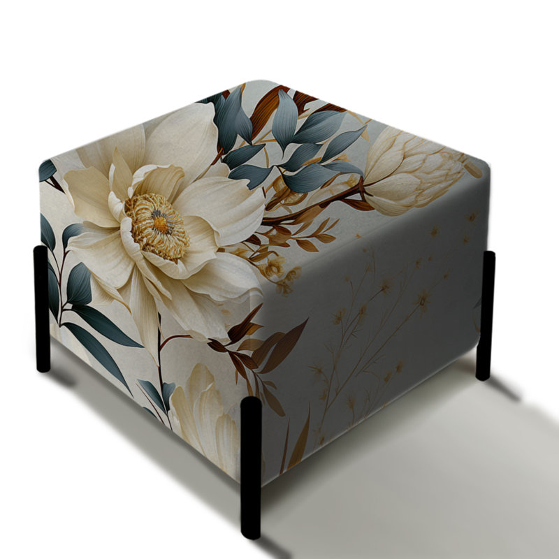 Green Green Coastal Serene Floral Harmony - Repose-pieds carré floral