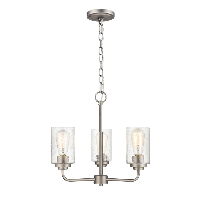 3 lumières 18 po Lustre noir mat, Nickel satiné