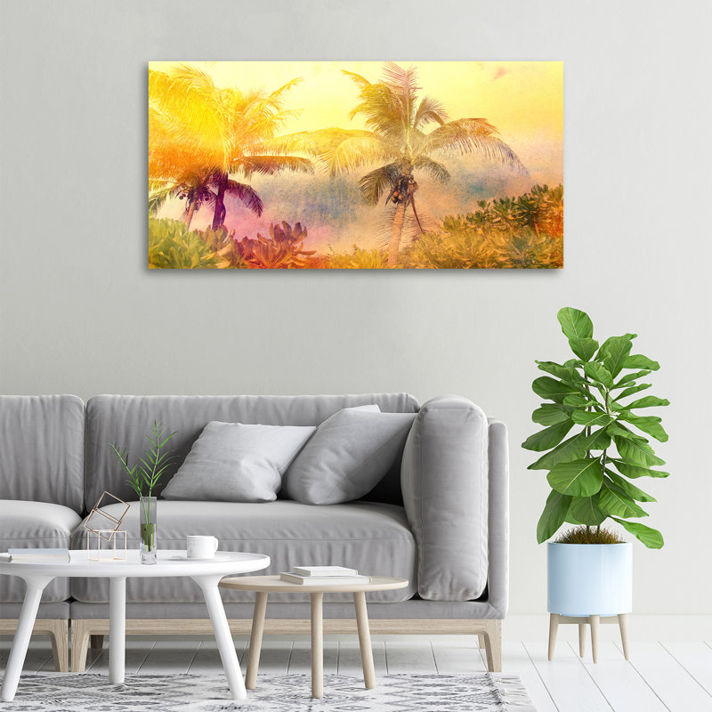 Colourful Palm Trees - Wrapped Canvas Print