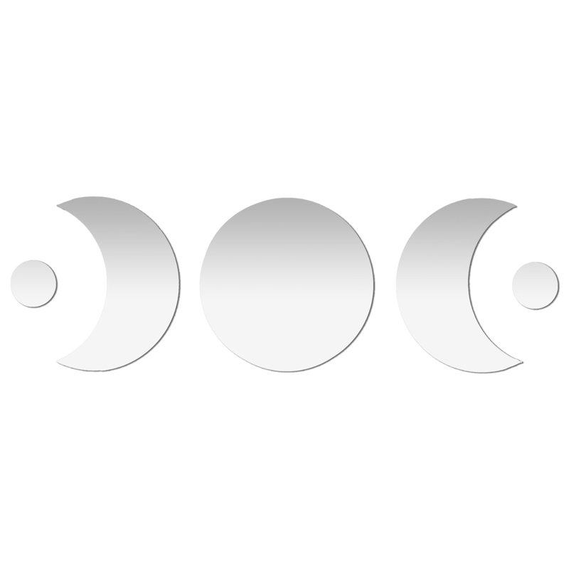 Peel and Stick Mirror Tiles, Moon Phase Design 5 Piece Set