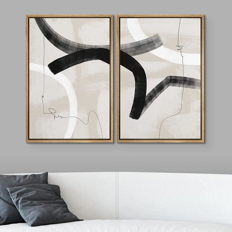 Ensemble de 2 reproductions encadrées sur toile, H 24 po x l 32 po x P 1,5 po, Naturel