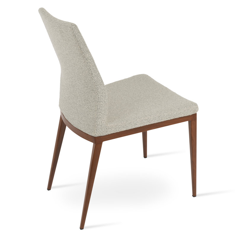 Pasha MW Side Chair, Light Gray Leatherette, Walnut 