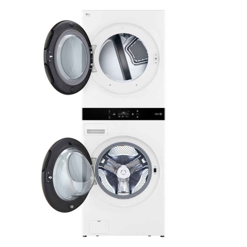 Lg Studio Washtower Smart Front Load 5.0 Cu. Ft. Washer And 7.4 Cu. Ft. Dryer With Center Control, Electric, White