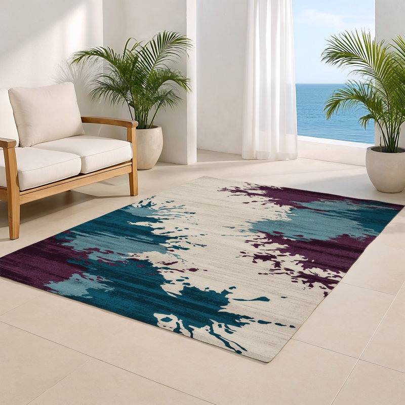 Tapis intérieur et extérieur beige Watercolor, Rectangulaire 3 pi x 5 pi