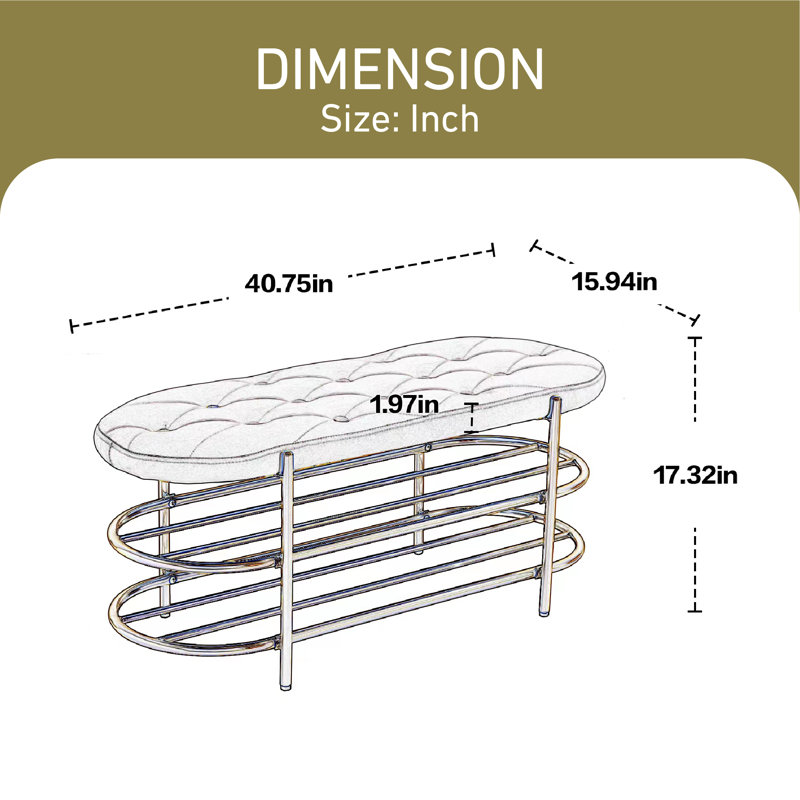 Banc de rangement rembourré Lylarae, Vert olive