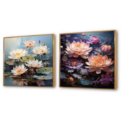 Lotus Dreams Amung The Lily Pads - Lotus Square Collage Set Of 2