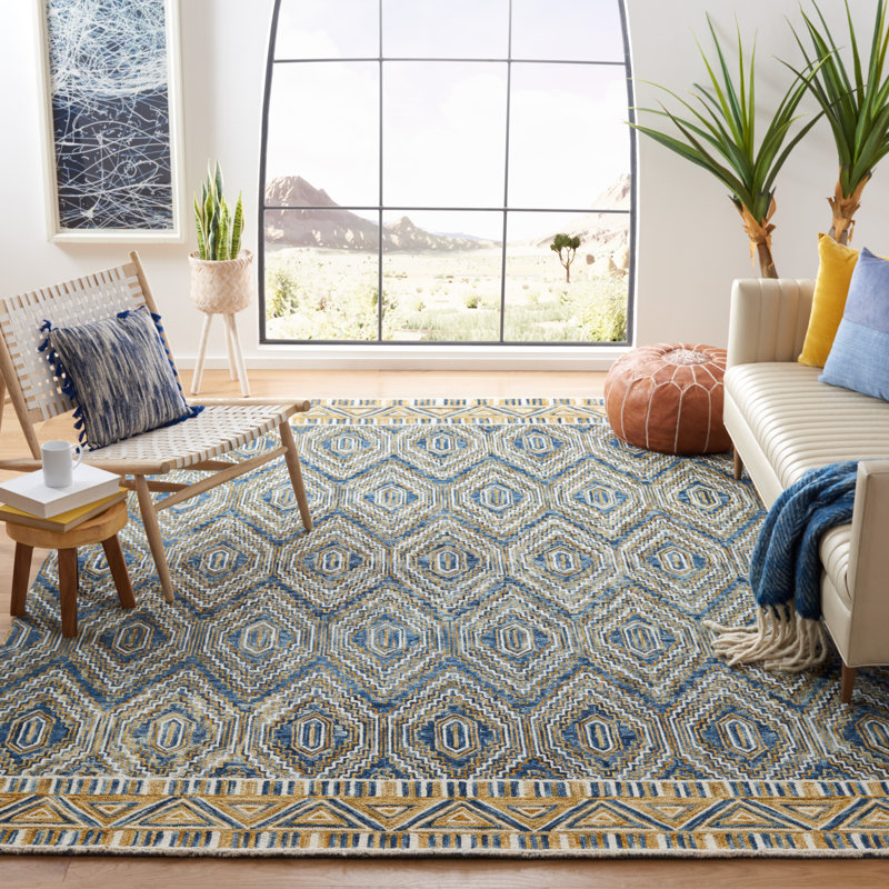 Tapis géométrique en laine touffeté à la main Deyoung, Rectangle 8 pi x 10 pi