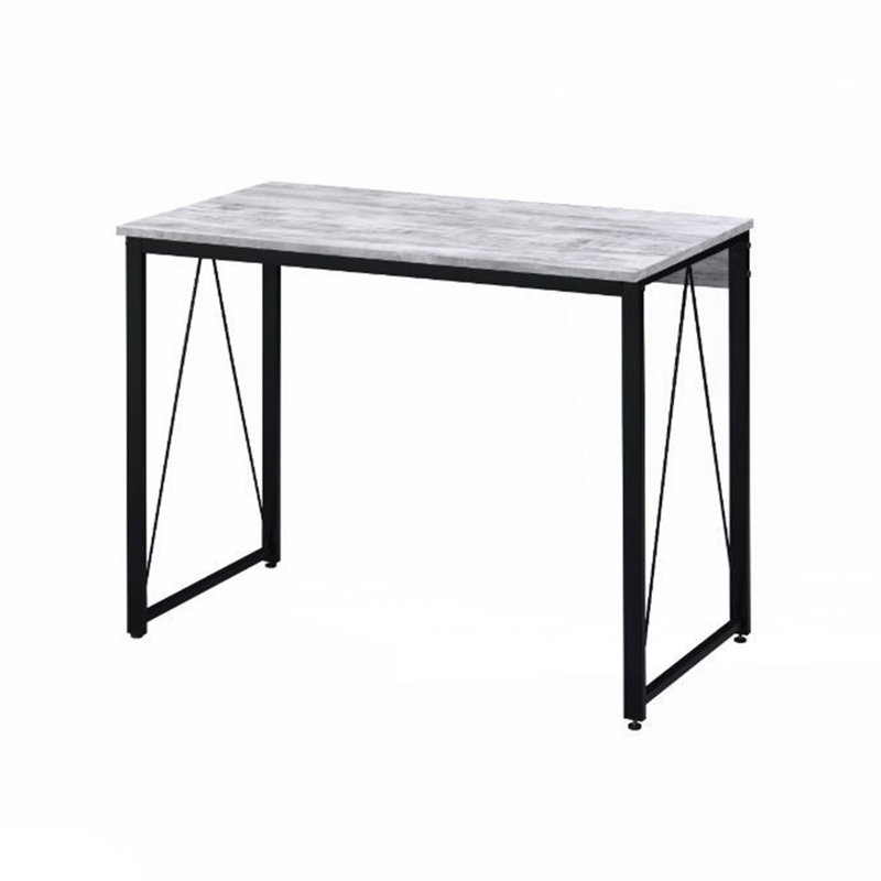 Bureau d'écriture rectangulaire avec base en métal, H 28 po x l 35 po x P 18 po, Blanc antique