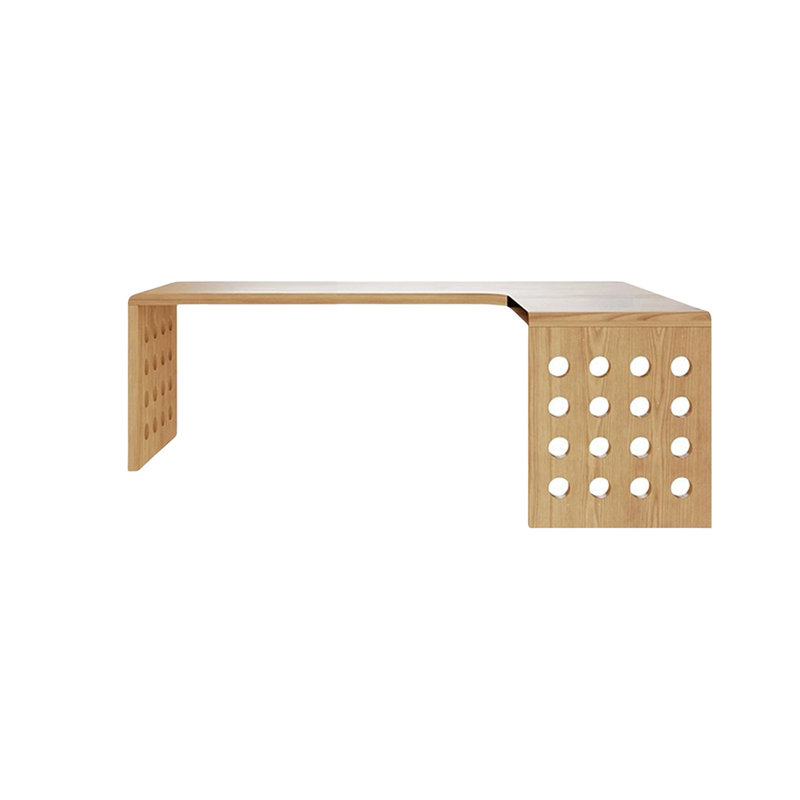 Bureau en bois massif en L Burlywood, H 29,53 po x l 62,99 po x P 47,24 po, Retour à droite