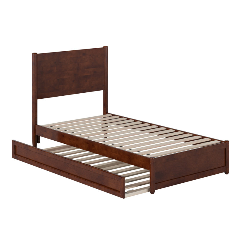  Lit plateforme avec pied de lit et gigogne Ronan, Lit simple, Noyer