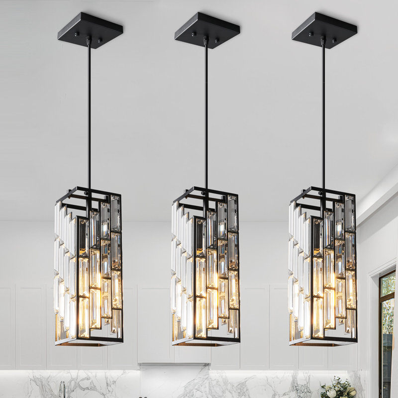 Catine - Luminaires suspendus pour îlot de cuisine, luminaire suspendu réglable pour îlot de cuisine, Noir mat, 3